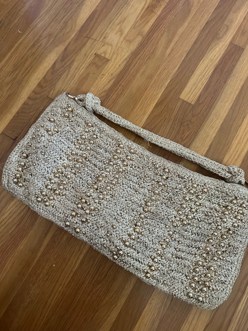 Cult Gaia Hera Raffia Shoulder Bag with Gold Beaded Embellishment - Picture 11 of 12